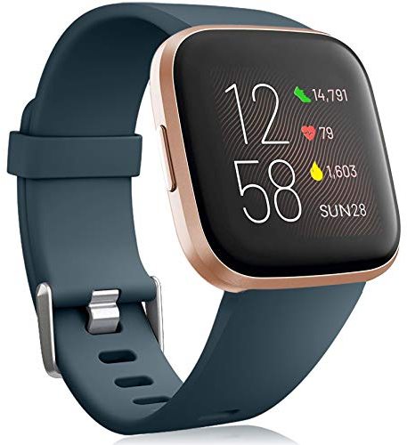 Oielai per Cinturino Fitbit Versa 2/Cinturino Fitbit Versa, Silicone Sport Classico Sostituzione Cinturino Compatibile con Fitbit Versa Lite/Fitbit Versa 2/Fitbit Versa, Grande Blu Ardesia