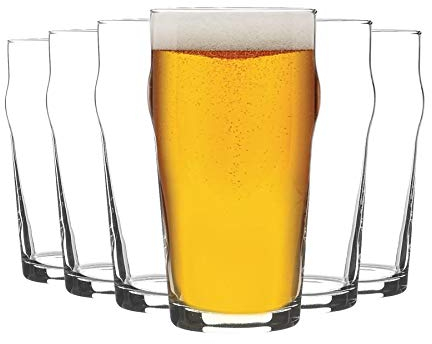 Rink Drink Nonic Pinte Verres de bière - Classique Pub int Verres de bière - 570ml - Clear - Paquet de 8