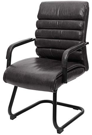 Konferenzstuhl HWC-H31, Esszimmerstuhl Freischwinger Stuhl, Vintage Wildleder-Optik Metall FSC® - Kunstleder schwarz