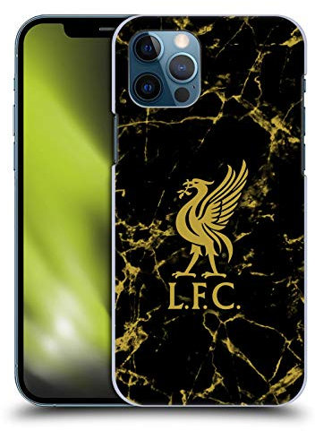 Head Case Designs Offizielle Zugelassen Liverpool Football Club Schwarz & Gold Marmor Wappen & Liverbird Muster 1 Schwarze Handyhülle Hülle Huelle kompatibel mit Apple iPhone 12 / iPhone 12 Pro