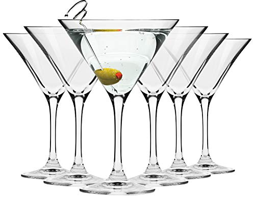 Krosno Martini Cocktail Glasses, Set of 6, 8.1 oz, Avant Garde Collection, Ideal for Cocktails, Frozen Desserts, Dishwasher Safe, Made in Europe