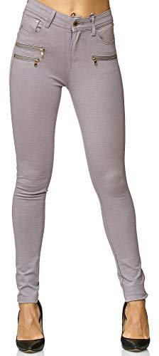Elara Damen Stretch Hose Skinny Fit Jegging Chunkyrayan H86-26 Lt.Grey 56 (8XL)