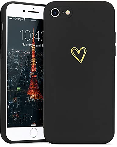 Lafunda Handyhülle Kompatibel mit iPhone 7/iPhone 8/iPhone SE2020 Hülle Mädchen süß Herz Schutzhülle mit Kameraschutz stoßfest Ultra Dünn Silikon Case Bumper Back Cover für iPhone 7/8/SE2020 Schwarz