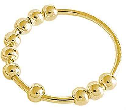 Yifnny Spinner-Ring, Edelstahl für Frauen Männer Zappelringe für Frauen Spinner Ring Spinner Ring mit Perlen Stressabbau Ring Geschenke Größe 5-10 (Gold, 7)