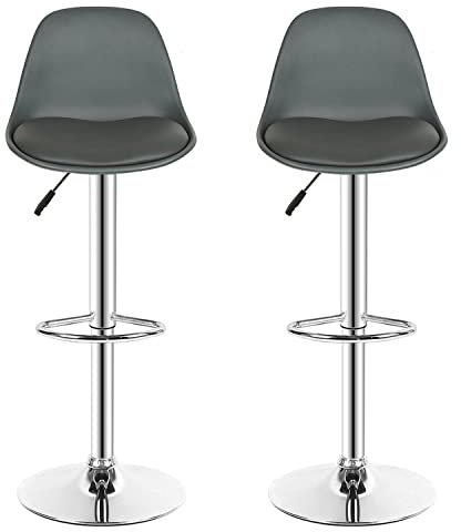 LAYSSAA Taburete Alto Regulable para Cocina/Bar, Pack 2 Tulipa, Moderno, Nórdico de Metal