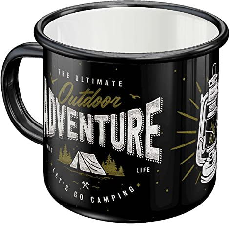 Nostalgic-Art Tasse rétro en émail, Outdoor Adventure – Une idée de cadeau pour fans de camping, Mug de camping, Design vintage avec citation, 360 ml