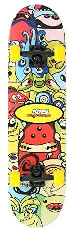 Nils Extreme Skateboard Für Kinder Jugend und Erwachsene - ABEC 7 - Longboard - Rollen Board - Hohe Qualität Skateboards Holz Deck - 78x20 cm - CR3108SA - Color Worms 1