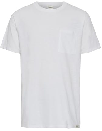 !Solid SDDurant Herren T-Shirt Kurzarm Shirt Basic mit Brusttasche Hochwertige Baumwoll-Qualität Rundhalsausschnitt Überschnittene Schultern Oversize Fit, Größe:XL, Farbe:White (110601)