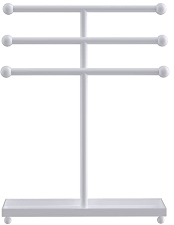 INTIRILIFE 3-stufiger Schmuckbaum Schmuckständer aus Eisen in Weiß - 31 x 10 x 41 cm - Präsentationsständer für Ketten Armbänder zum Ablegen und Aufbewahren von Accessoires oder Schmuck