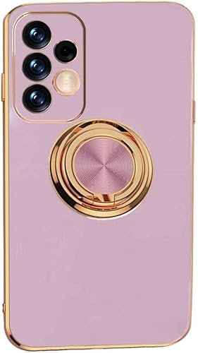 Knoowcase for Samsung Galaxy A54 5G Case Silicone Rotatable Stand Ring Shockproof TPU Bumper Case Full Protective Slim Fit Back Case for Samsung A54 5G, Purple