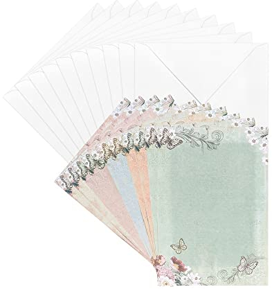 Ideen mit Herz Grußkarten-Set mit Umschlägen | 10 Motiv-Karten | blanko | bunt | neutral | Blumen-Designs | Din B6 (Schmetterlinge)