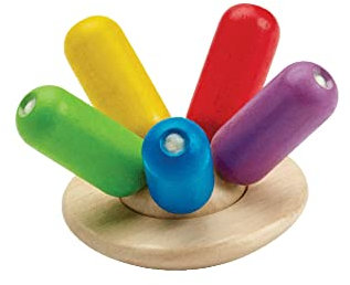 PlanToys Flexi Qualle - Holzspielzeug Baby - Nachhaltiges Holzspielzeug - Babyspielzeug ab 6 Monate - Buntes Motorikspielzeug für Kinder aus Holz
