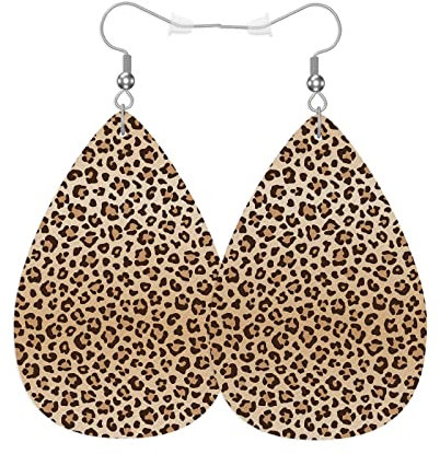 Leopard Teardrop Ohrringe für Frauen Mädchen Leopardenmuster Wilde Tiere Haut Fell Spot Ohrringe Wassertropfen Ohrringe Lederohrringe