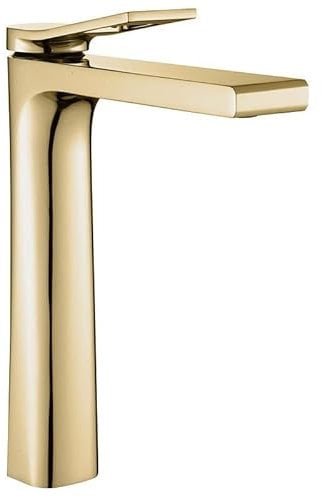 Rea SOUL GOLD RUBINETTO LAVABO ALTO Miscelatore da bagno in ottone Rubinetto monocomando per lavabo caldo e freddo regolabile (Oro chiaro)