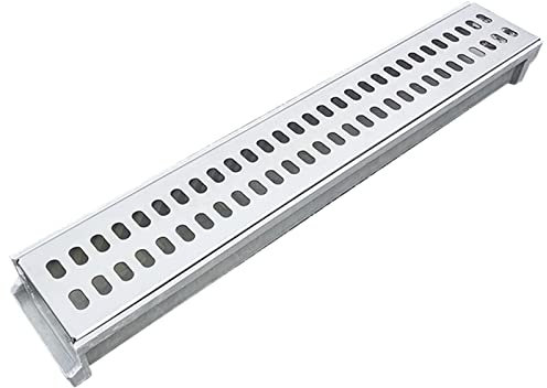 Entwässerungsrinne Entwässerungsgraben - Rinnenabfluss Mit Gitterrost, Drainagesystem Für Garten Und Pool Im Freien Mit U-Schlitz, Einfahrt Drainage-Systeme Auffangwanne 10cm Breit ( Color : Silver St