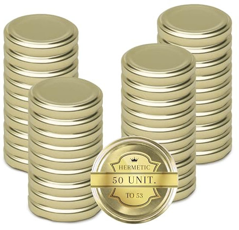 Bouchons métalliques universels 53mm - 50 unités : Couvercles pour bocaux de conserves et de confiture, couvercle universel, couvercle de remplacement