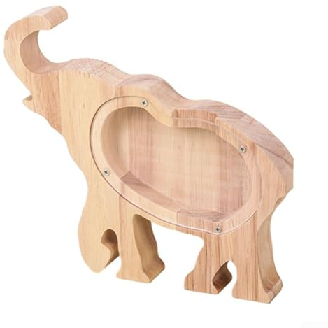 Personalisiertes Holz-Sparschwein, schöne Tier-Sparschwein für Jungen und Mädchen, Kleinkinder, Spardosen, Münzdose, Geburtstagsgeschenk für Kinder, Kindergeschenk (Elefant)