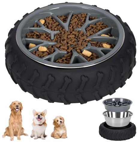 Slow Feeder Dog Bowls Large Breed - 3-in-1 Fun Slow Feeder Bowl Non-Slip Silcone Suction Design,Anti-Choking Slow Eating Be Healthier