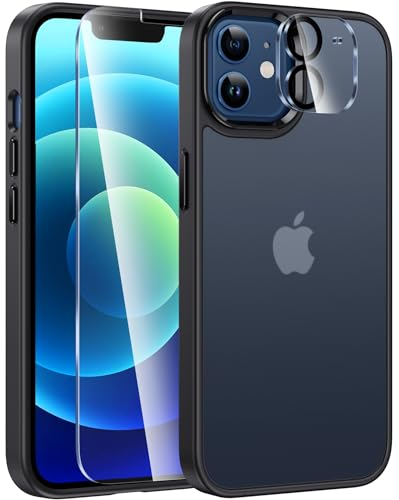 FNTCASE für iPhone 12 Hülle: Matte Strukturierte Slim Translucent Handyhülle Militärischer Fallschutz für Mobiltelefone - Robuste Langlebig Stoßfeste Schützende Bumper Hülle 6,1 Zoll
