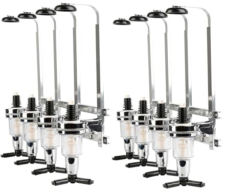 XUANYU Distributeur d'alcool pour 8 Bouteilles, Distributeur de Boissons pour Bar, Support Bar Distributeur Boissons Murale, Mesures Dosage 1,5 oz (43 ML) (Argent 8 Bouteilles)