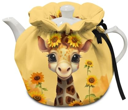 HELLHERO Housse de théière isotherme confortable pour théière et théière - Motif tournesol et girafe - Pour la maison, l'hôtel, la cuisine