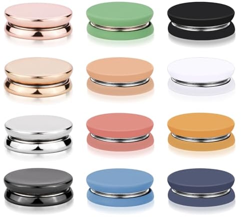 12 Pièces Épingles Hijab Magnétique, Aimant Hijab Multi-Usages Colorés Fermoir Magnétique pour Foulard Broche Sans Épingle Boutons d'Épingles Hijab pour Femmes Vêtements Robes (Mat + Placage)
