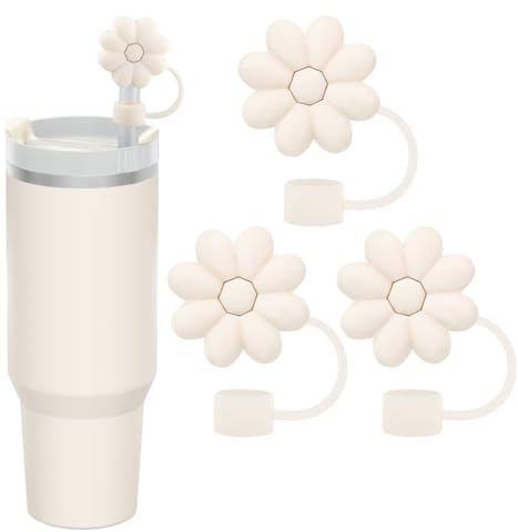 Obxquisite Stroh-Abdeckkappe für Stanley-Becher, 3 Stück, Blumen-Silikon-Strohaufsätze, Zubehör, kompatibel mit Stanley Cup 30 und 1,2 l Bechern, Strohhalm-Deckel für Zuhause und Party-Dekoration