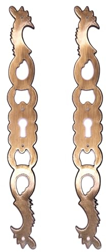 cyclingcolors 2x Entrée de coq main droite en zamak finition laiton vieilli hauteur 194mm entraxe 174mm Rustique Serrure Ancien Décoration Vintage Meuble