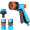 Flopro - Multi Spray hose gun with SUPERGRIP garden hose pipe connector set ø 12.5mm - 15mm (1/2- 5/8) 1 x Outside Tap Connector, 1 x Hose Connector, 1 x Water Stop Connector. Fits all brands