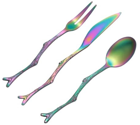 ABOOFAN Nachtisch 1 3Stk Edelstahl Obstgabel Kaffeelöffel Dessertlöffel kaffelöffel kaffeemaßlöffel Fruchtgabel Espressolöffel Besteck Obstgabel für zu Hause Obstgabel aus Edelstahl