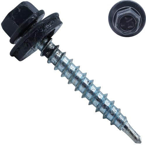 100 Stück Trapezblechschrauben mit EPDM Dichtscheibe - 4,8 x 20/15 - RAL 7016 - Anthrazitgrau - Bohrschrauben 6-kant - kopflackiert - selbstschneidend - SC5164