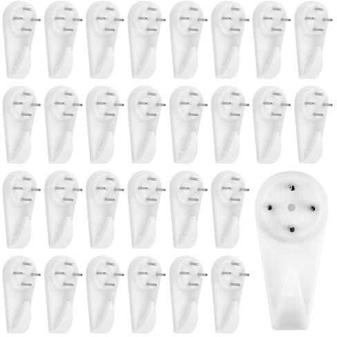FIGFYOU 60 Pezzi Ganci per Quadri Senza Chiodi Ganci per Chiodi Invisibili Ganci da Parete Antitraccia Ganci per Appendere i Quadri, Foto, Specchi, 4*2cm