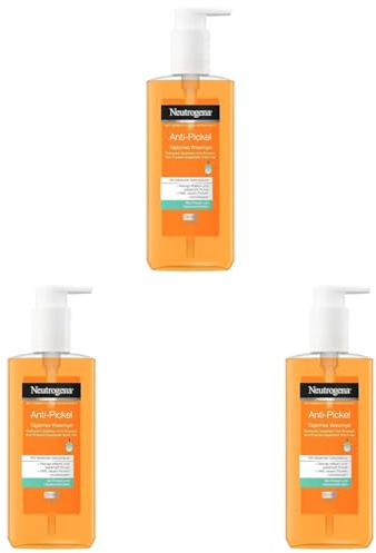 Neutrogena Anti-Pickel Gesichtsreinigung, Tägliches Waschgel mit Salicylsäure für unreine Haut, ölfrei, 200ml (Packung mit 3)