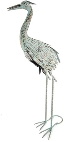 Heaven Sends Gartenfigur Reiher aus Metall, 26 x 15 x 60 cm
