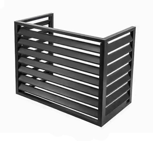 Aluminium Klimagerät Und Wärmepumpenabdeckung, Mini Split Klimagerät Sichtschutz Für Zaun AC-Gerät-Abdeckung Mit 3 Paneelen Für Außengeräte, Lärmreduzierung,100x70x50cm,Black