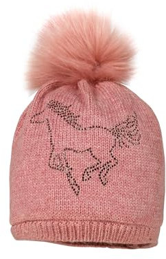 maximo Mini Girl-Mütze, Pferd Strass, Kunstfellpompon, Vollfutter