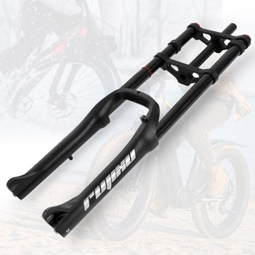 BSFHQS Forcella Fat Bike 20x4.0 Ammortizzata Freno A Disco 120mm Corsa Mountain Bike Forcella Bicicletta da Montagna 1-1/8 9 * 135mm QR Forcella Anteriore Bici Elettrica BMX 2850g(Black)