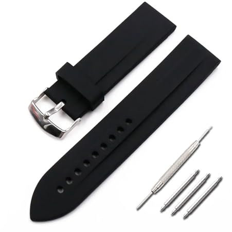 AJASMKLX Bracelet en Silicone montre for hommes accessoires boucle ardillon 23mm sport bracelet étanche adapté for Armani AR0527AR3113 6114 6115 bracelet de montre(Schwarz)