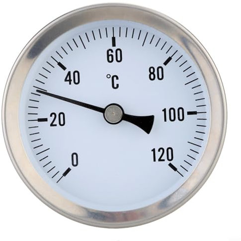 CNANRNANC Termometro industriale per tubi della caldaia, indicatore di temperatura con molla Clip-On, per impianti di riscaldamento e caldaie, 0-120 °C 63 mm, termometro tubolare industriale