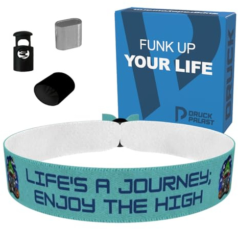 Lifes a journey enjoy the high - Stoffarmband - Wasserfestes Satin Armband - Trippy Weed Armband - Festival Geschenksidee - Unisex Boho Armband - Handgemachtes Lifestyle Accessoire