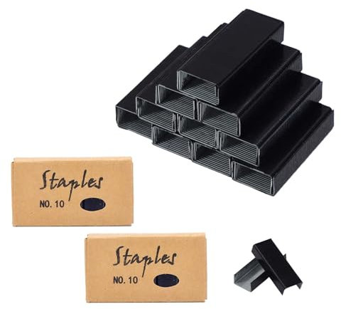 Schwarze Nr. 10 Mini-Heftklammern, Nachfüllpackung, 1000 Stück pro Box, 2 Boxen/Packung, 2000 Stück, Nr. 10, farbige Heftklammern für Büro-Mini-Heftgerät (schwarze Heftklammern)