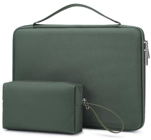 HYZUO 13.3-14 Inch Hard Shell Laptop Sleeve Case for MacBook Pro 14 M4/M3/M2/M1, MacBook Pro/Air 13, XPS 13, 13.8-13.5 Surface Laptop, HP Spectre X360 13/14, Moss Green