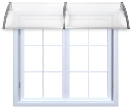 LZQ Marquesina para puerta de casa, 200 x 100 cm, color gris, de policarbonato transparente, protección contra la intemperie, para techo de puerta y ventana, resistente a los rayos UV