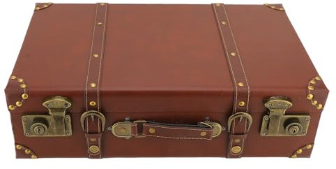 Hztyyier Vintage-Lederkoffer, Braune Mini-Kofferbox aus Leder mit Handgefertigten Nieten, Retro-Reisekoffer-Set für die Organisation von Vintage-Requisiten und Erinnerungsstücken zu
