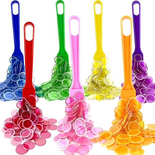 TCOINERY Bingo Lotto Spiel Set:7 PCS Transparente Magnetstäbe,700 PCS Bingo Chips.Family Casino Spiel Night Tokens, STEM Lernzubehör, alphanumerisches Zählen und Sortieren Schach