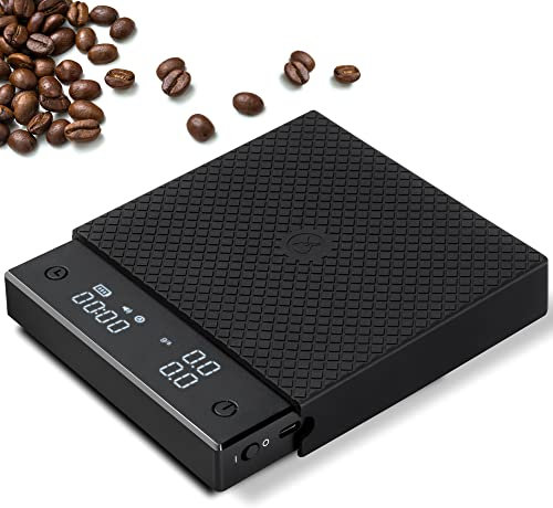Black Mirror Basic Pro TIMEMORE, Digital Coffee Scale With Timer, 2kg/0.1g, Espresso Scale, Automatic Timing Coffee Scale, Black