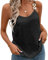 Bsubseach Damen Sexy Mode Sommer Pailletten Sling Camisole Ärmellos Karneval Party Club Tank Top Schwarz XL