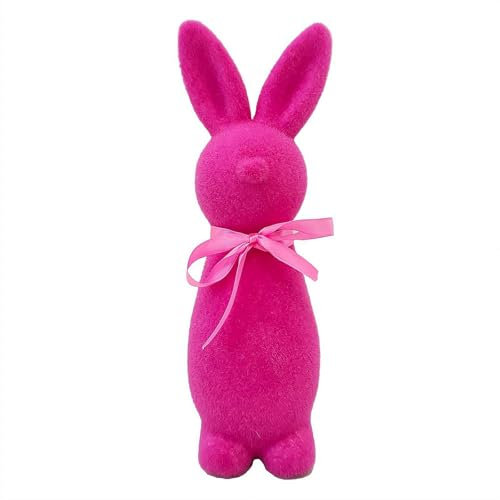 Cikiki Geflockter Osterhase, 24,7 cm Osterhasenfiguren Osterdekorationen, beflockte Kaninchen Kaninchen Tischschmuck für Frühling Home Office Tisch Partyartikel