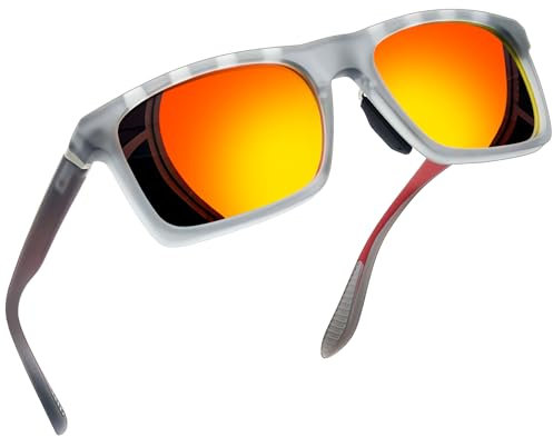 Joopin Klassische Rechteckige Sonnenbrille Herren Orange Rot Unisex Polarisierte Sonnenbrille Damen Verspiegelt UV400 Retro zum Fahren Wandern Reisen (Spiegele Orange)