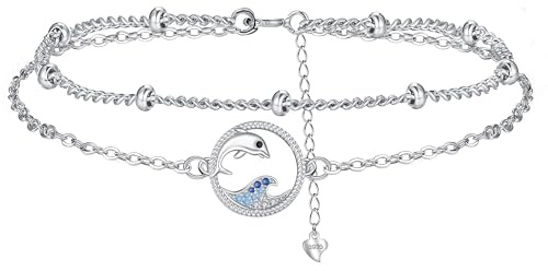 BerriBling Armband Damen 925 Sterling Silber Doppelkette | Kreatives Schmuck für Frauen Geschenk ｜ Hypoallergene ｜ Adjustierbar (16+4cm)